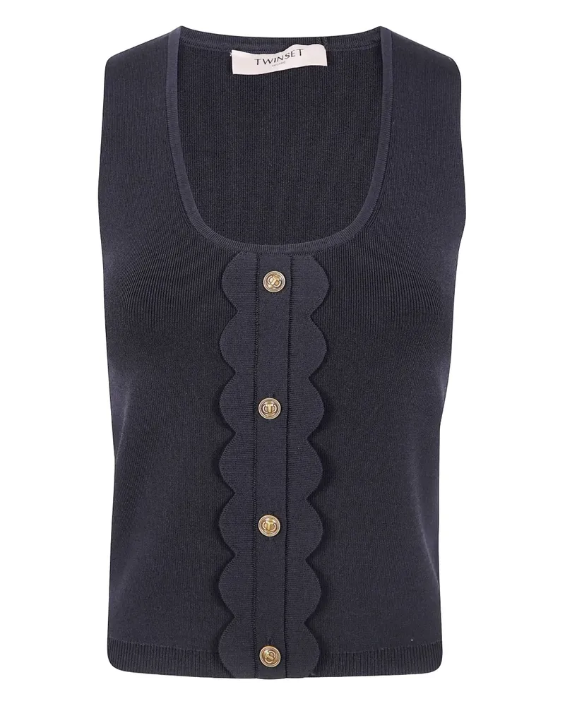 Twin-Set scalloped-edge button top - Schwarz Schwarz