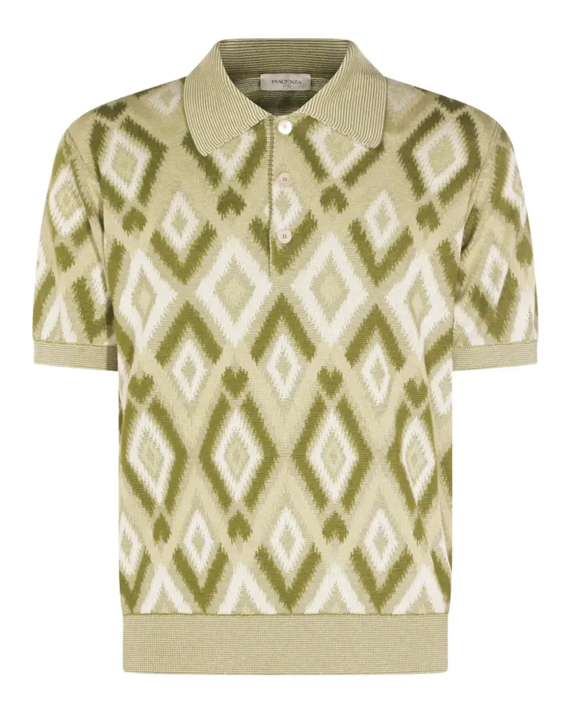 Piacenza Cashmere Poloshirt mit Rautenmuster - Grün Grün