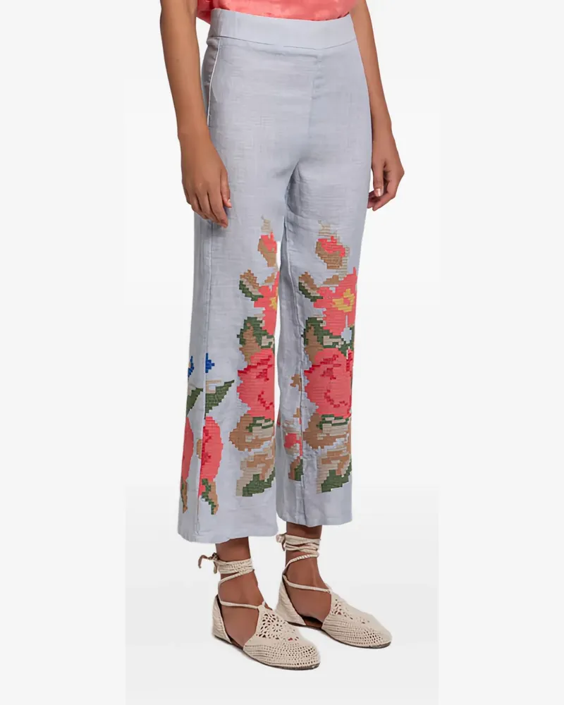 Greek Archaic Kori Hose mit Stickerei - Grau Grau