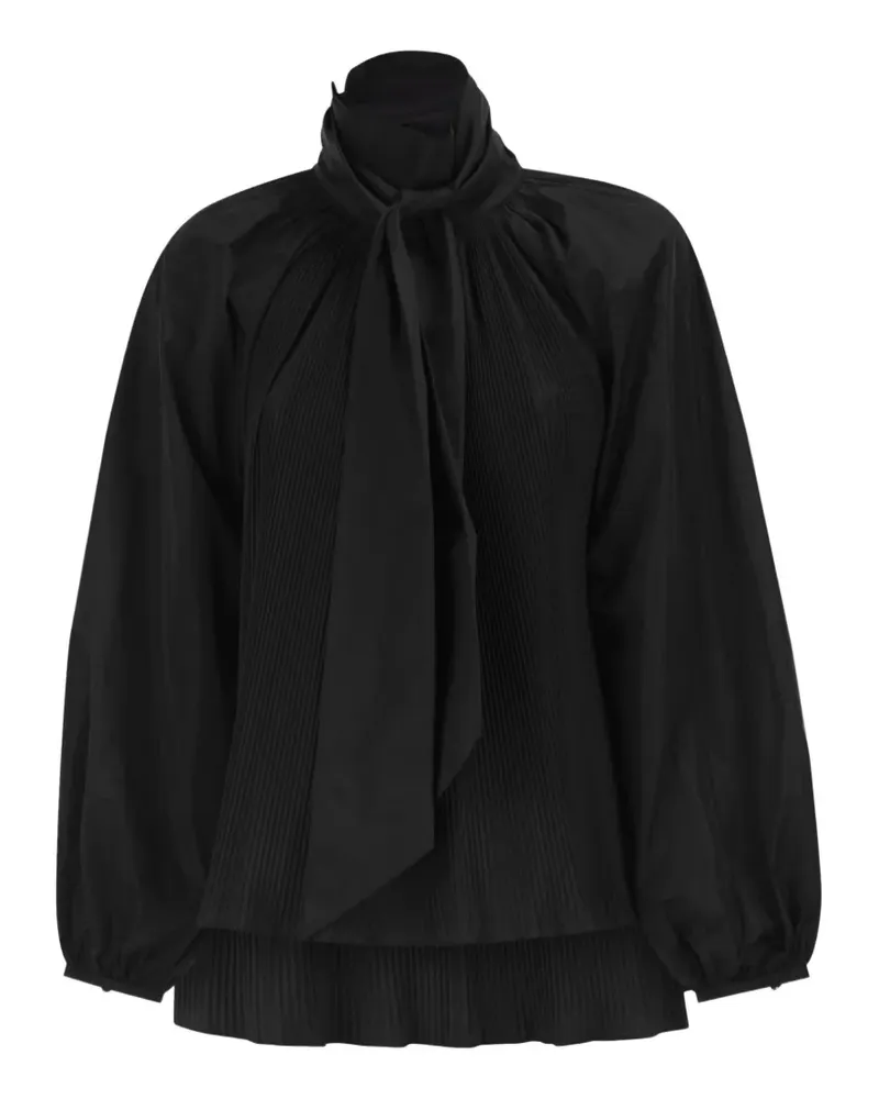 Max Mara pleated neck-bow blouse - Schwarz Schwarz