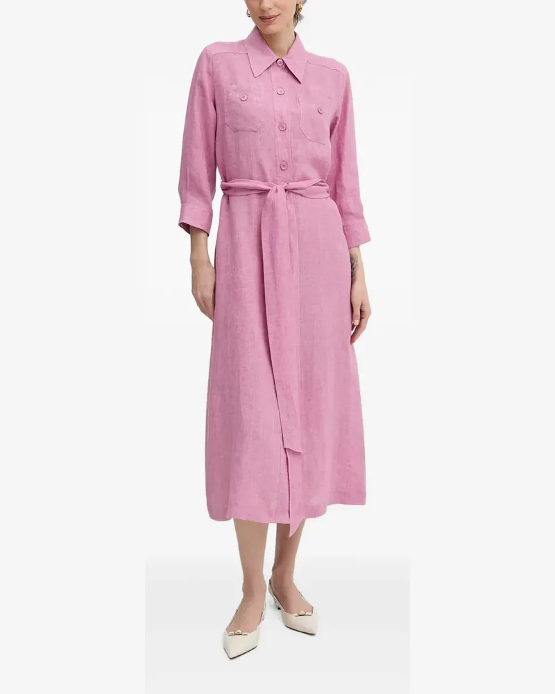 Luisa Spagnoli belted button-up midi dress - Rosa Rosa