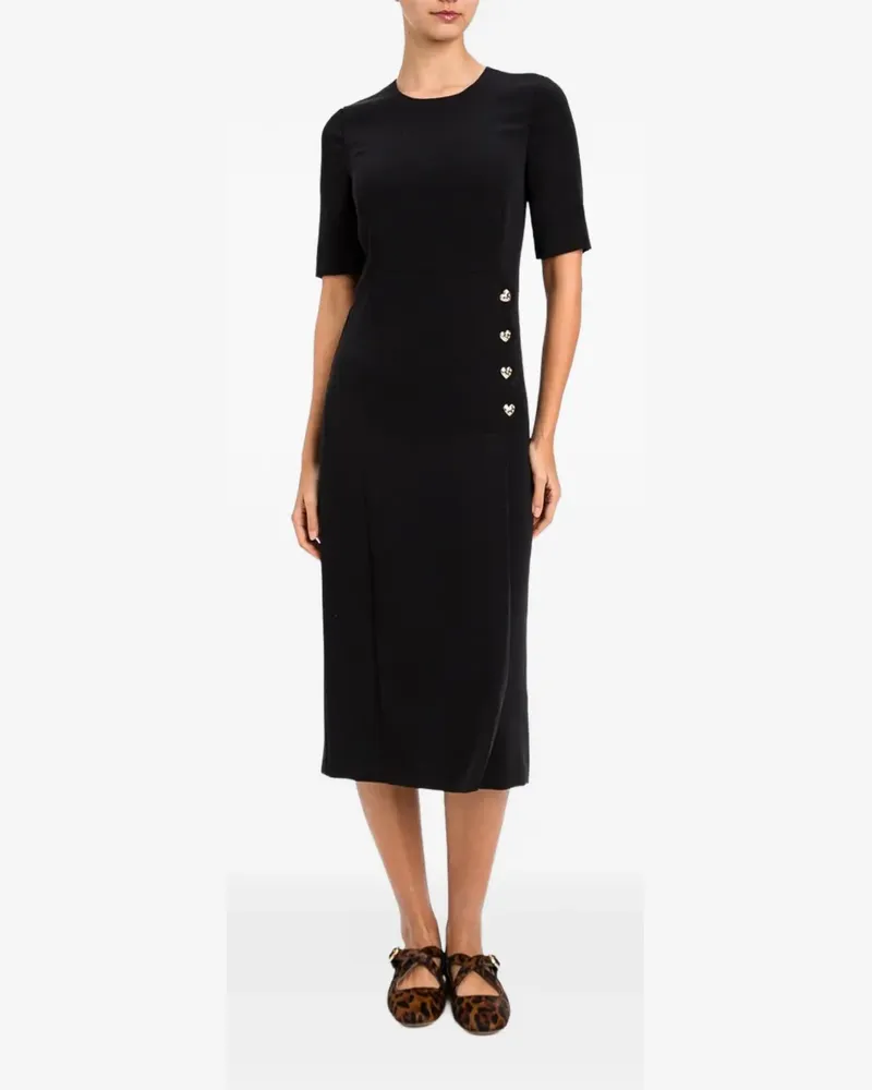 Twin-Set Midikleid mit Herz-Knöpfen - Schwarz Schwarz