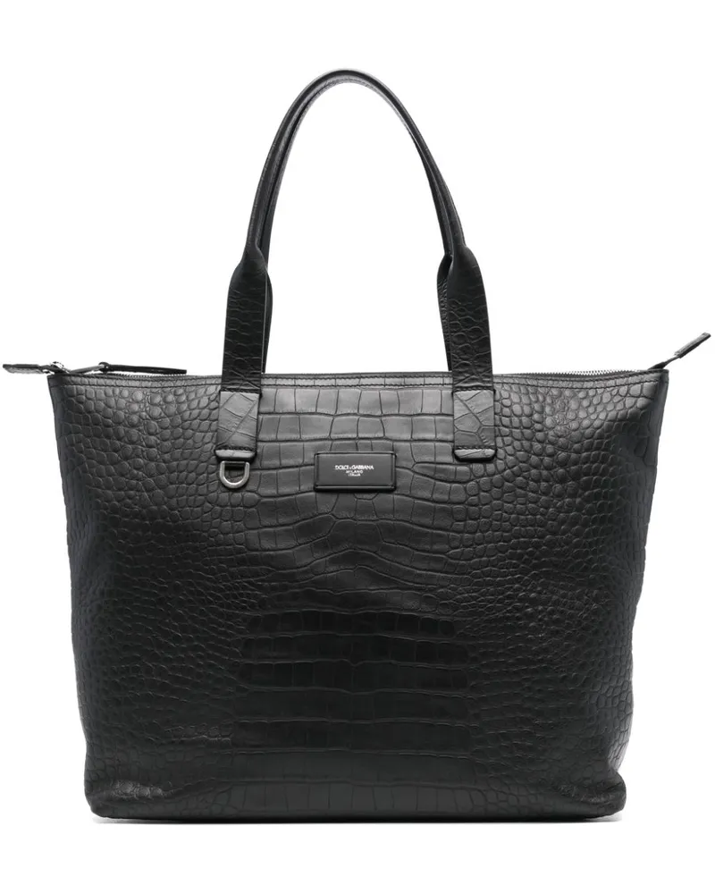 Dolce & Gabbana Handtasche mit Kroko-Effekt - Schwarz Schwarz