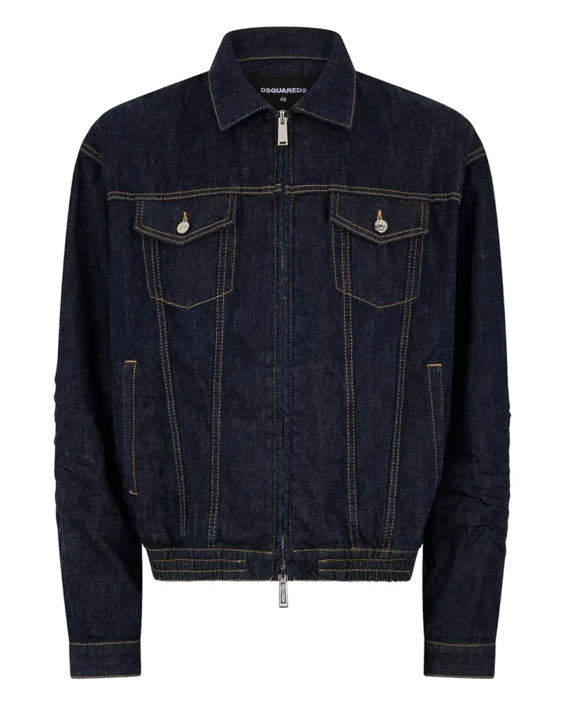 Dsquared2 Dark Wash Jeansjacke mit Kordelzug - Blau Blau