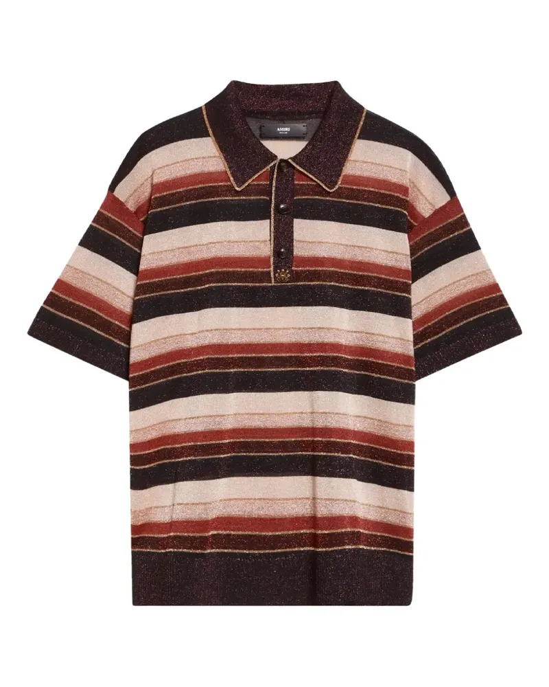 Amiri striped glitter-effect polo shirt - Braun Braun
