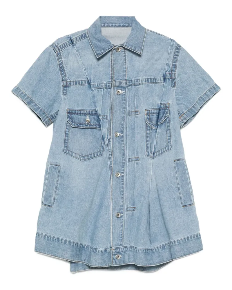 Sacai Hemdkleid mit Falten - Blau Blau