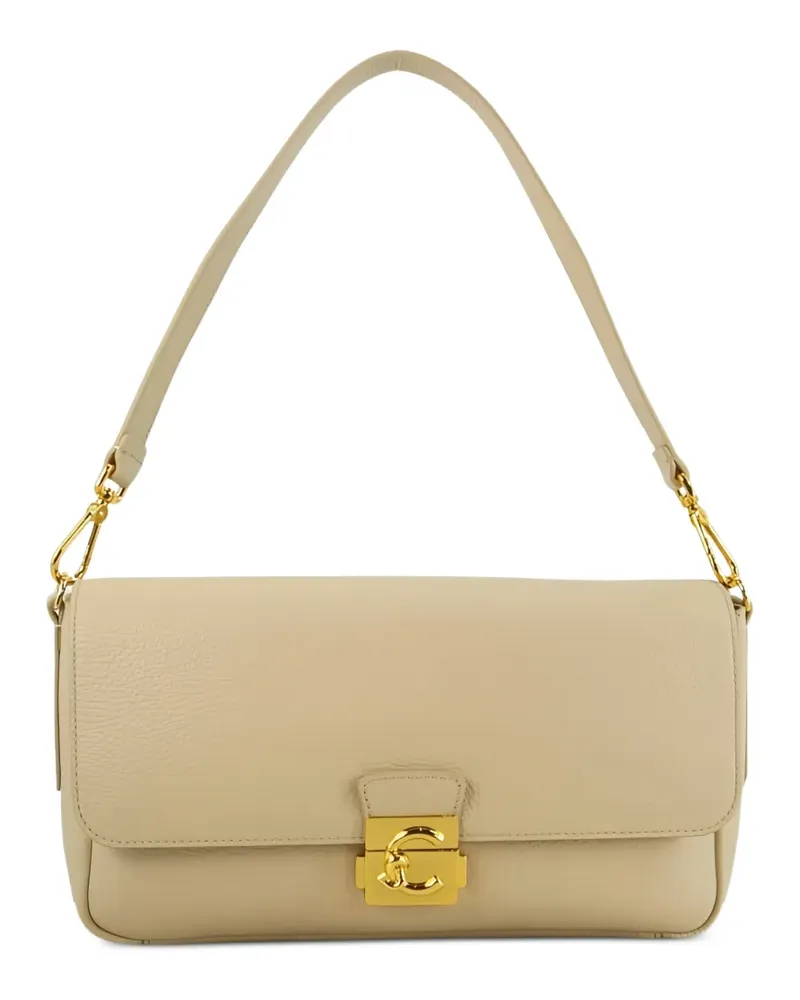 Coccinelle large C-ME lock shoulder bag - Nude Nude