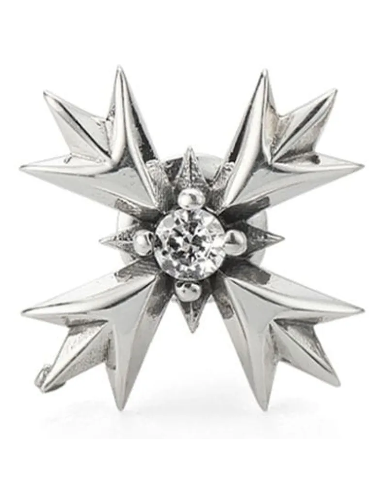 Emanuele Bicocchi Crest Ohrring mit Kristallverzierung - Silber Silber