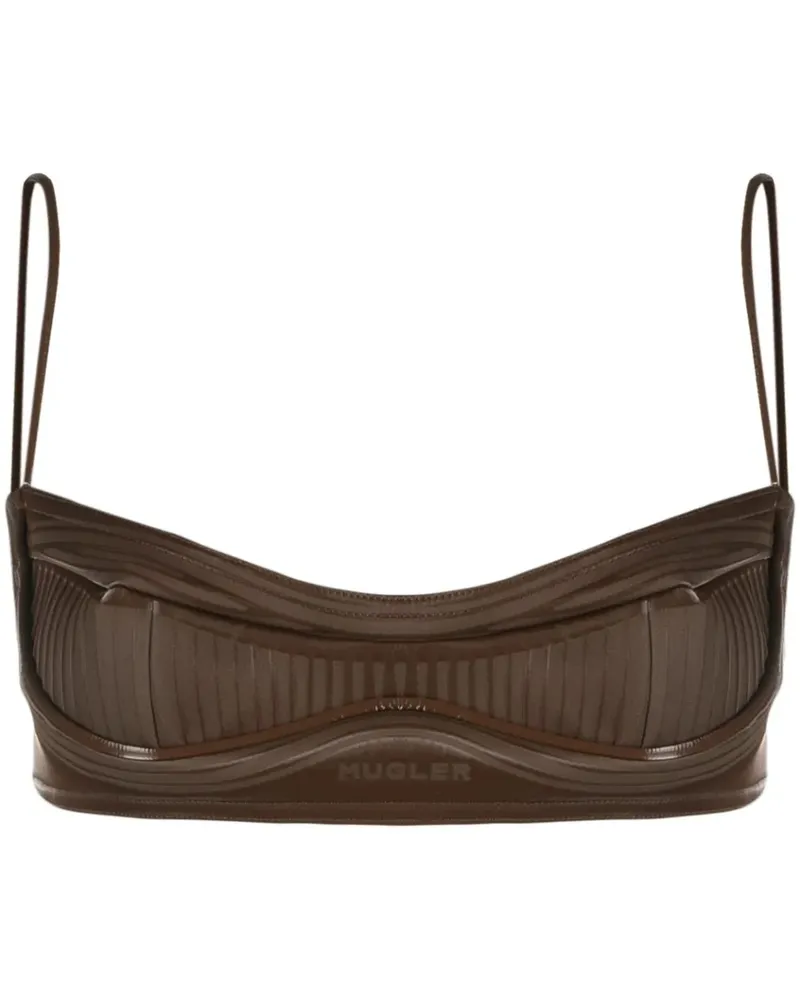 Thierry Mugler Cropped-Top mit Prägung - Braun Braun