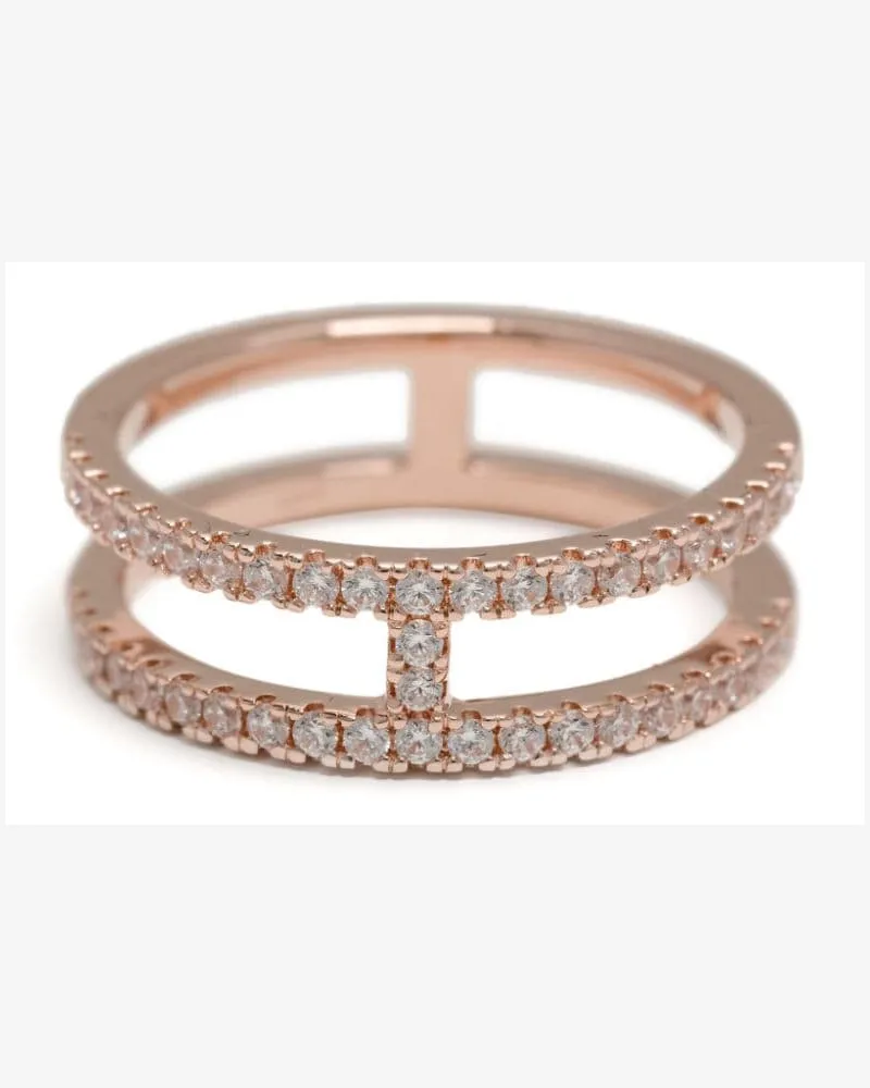 APM Monaco Double Line Pavé Ring - Rosa Rosa
