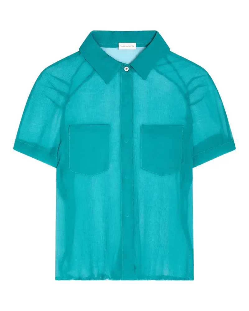 Dries van Noten Schmales Seidenhemd - Blau Blau