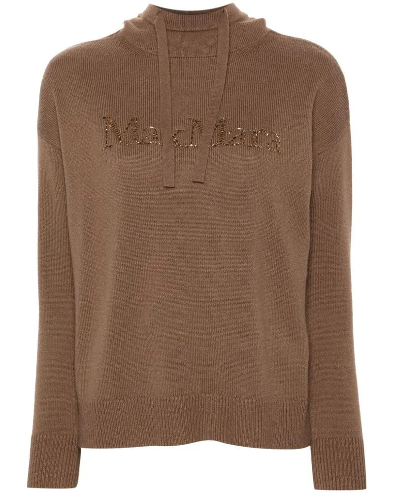 Max Mara Max Mara Hoodie mit Kristall-Logo - Nude Nude