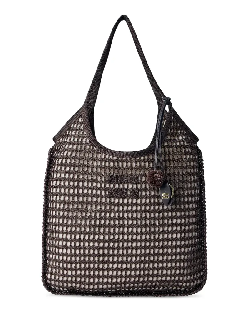 Miu Miu Ivy crochet-mesh tote bag - Braun Braun