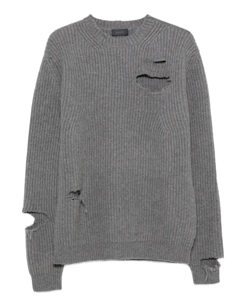 Haikure Linden Pullover in Rippstrick im Distressed-Look - Grau Grau