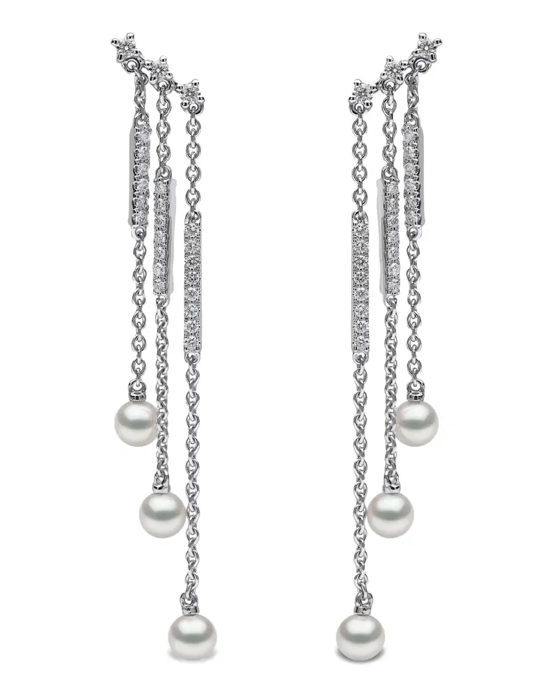 YOKO London 18kt Sleek Weißgoldohrringe mit Akoya-Perlen und Diamanten - Silber Silber