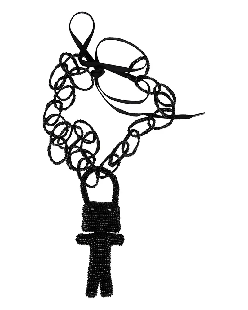 Jejia Tea beaded-robot chain necklace - Schwarz Schwarz