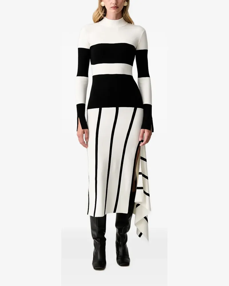 Patrizia Pepe Gestreiftes Midikleid - Weiß Weiß