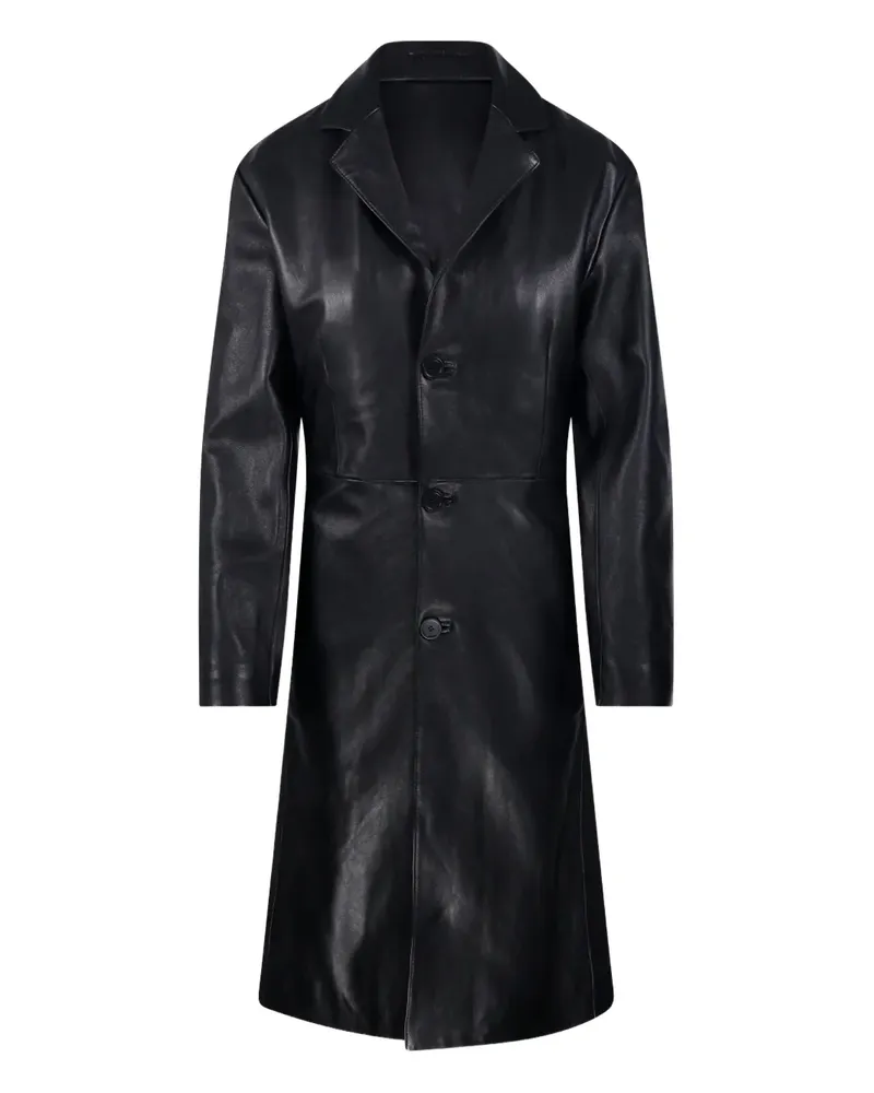 Balenciaga button-fastening leather coat - Schwarz Schwarz