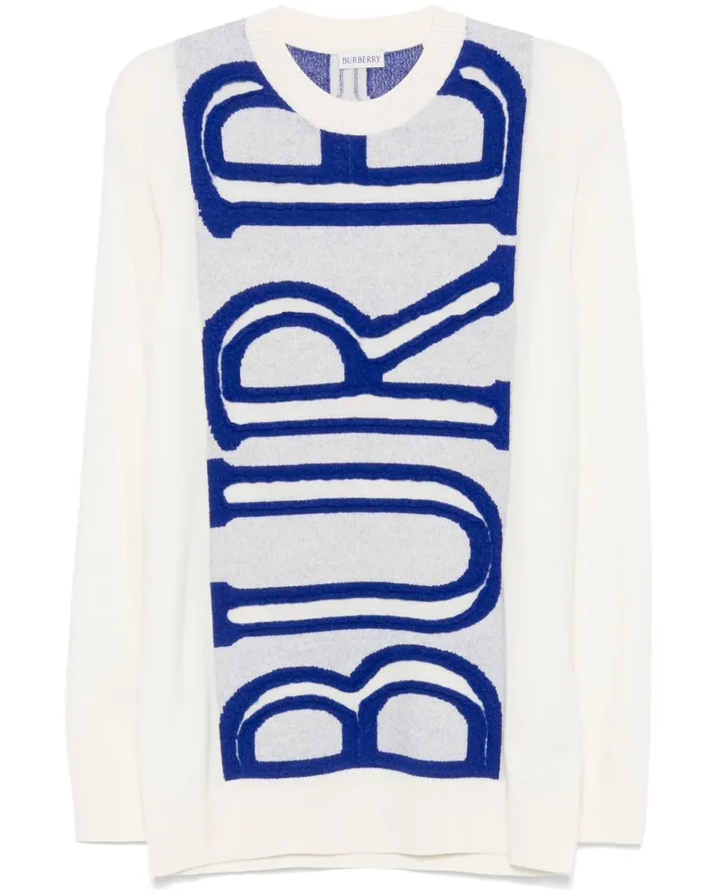 Burberry Pullover mit Intarsien-Logo - Weiß Weiß