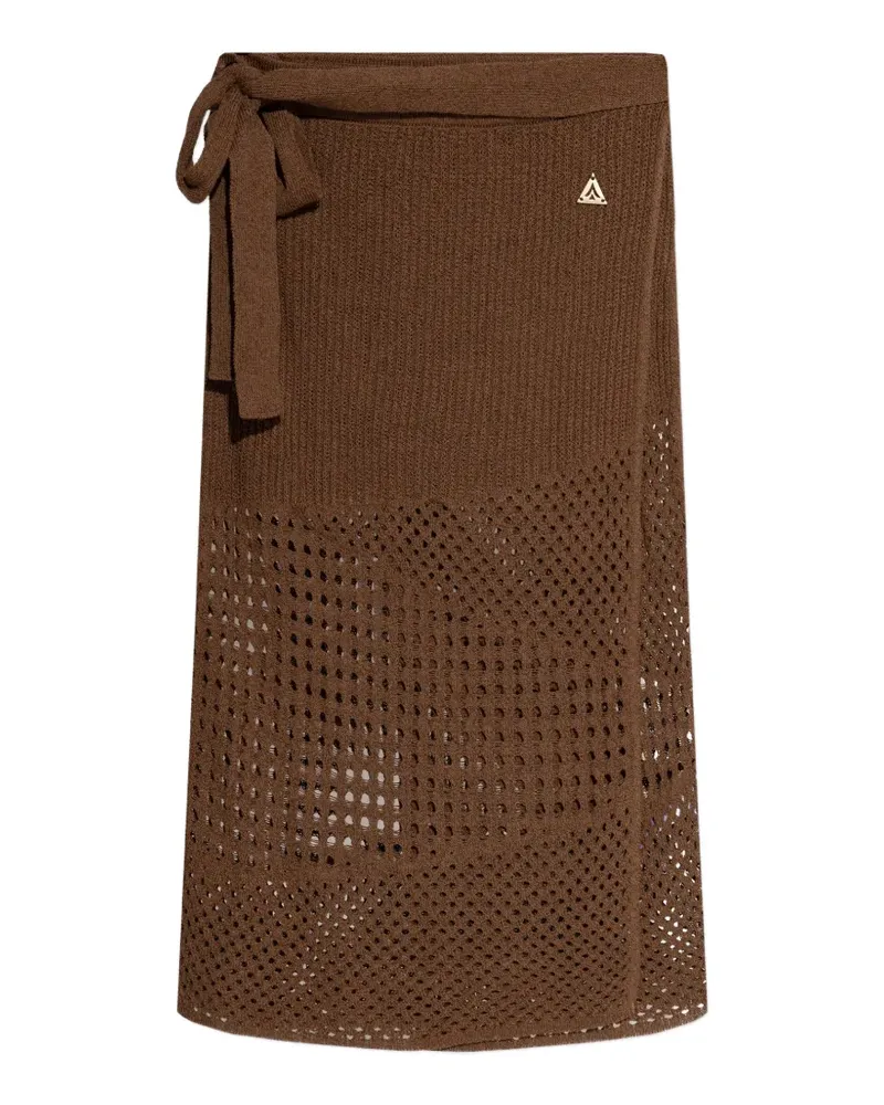 AKEP side-tie open-knit midi skirt - Braun Braun