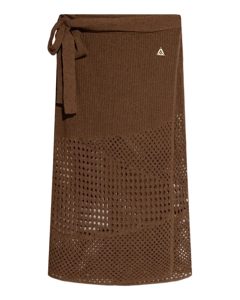 AKEP side-tie open-knit midi skirt - Braun Braun