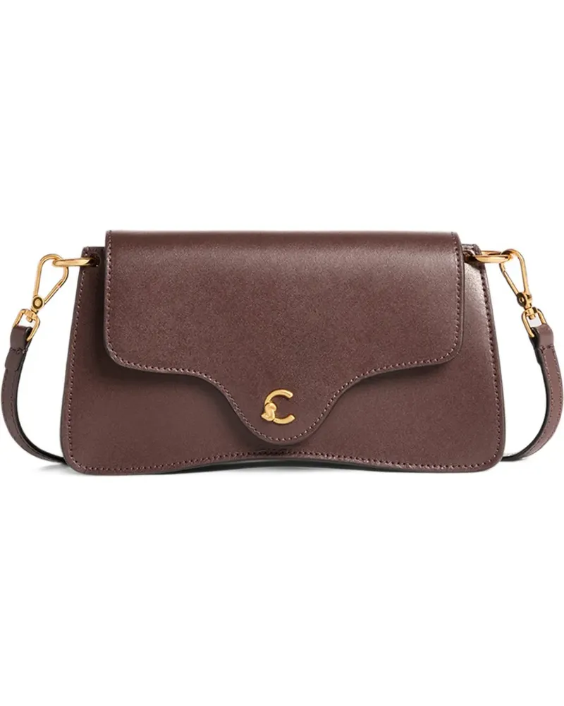 Coccinelle mini logo-plaque leather shoulder bag - Braun Braun