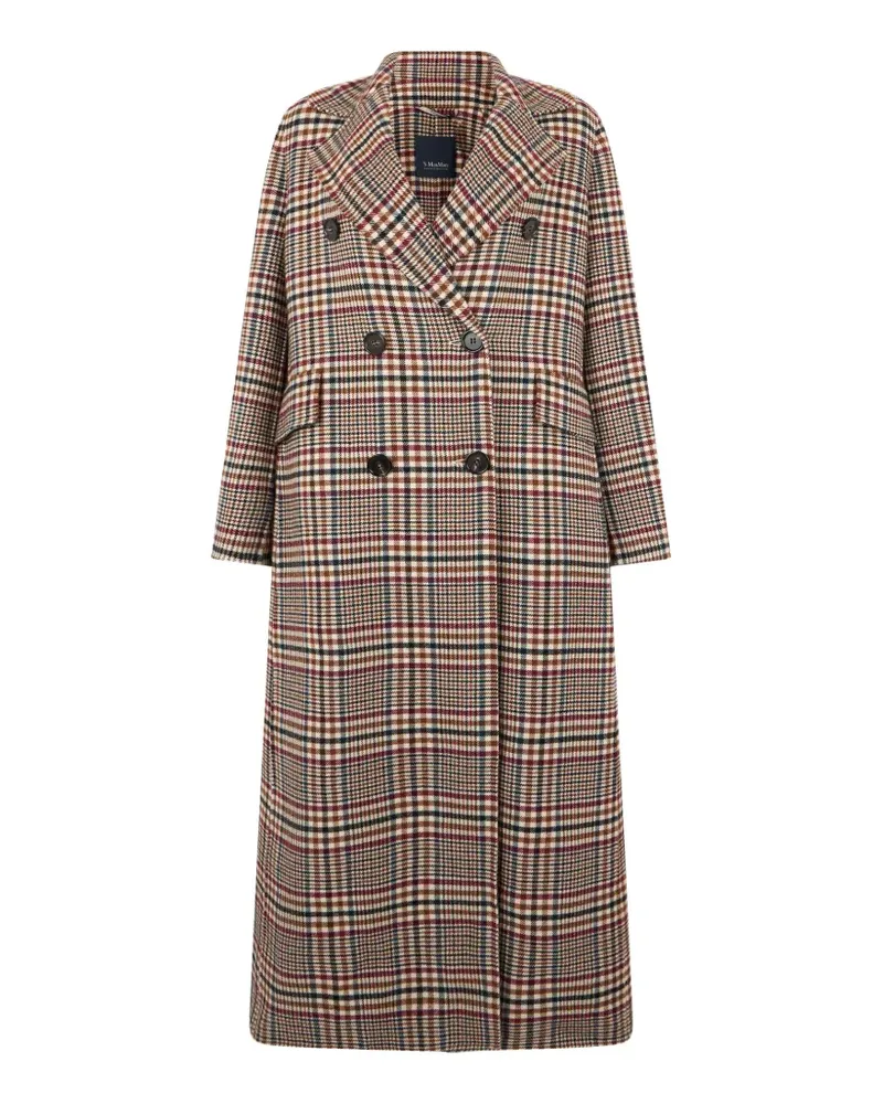 Max Mara Doppelreihiger Cristina Mantel mit Karomuster - Blau Blau