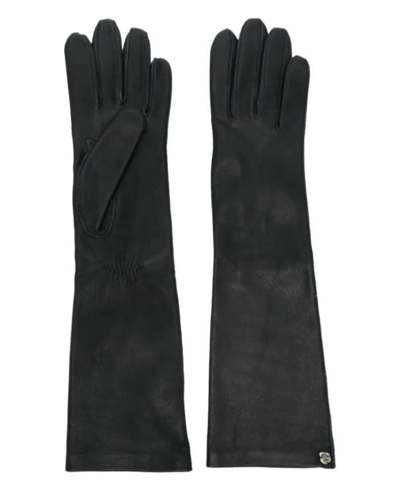 Magda Butrym Handschuhe aus Leder mit Rosendetail - Schwarz Schwarz