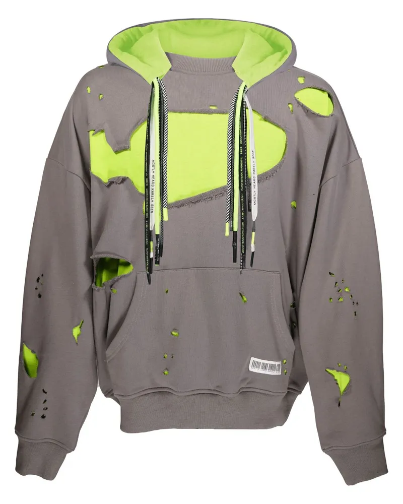 Mostly Heard Rarely Seen Distressed-Hoodie im Layering-Look - Grau Grau