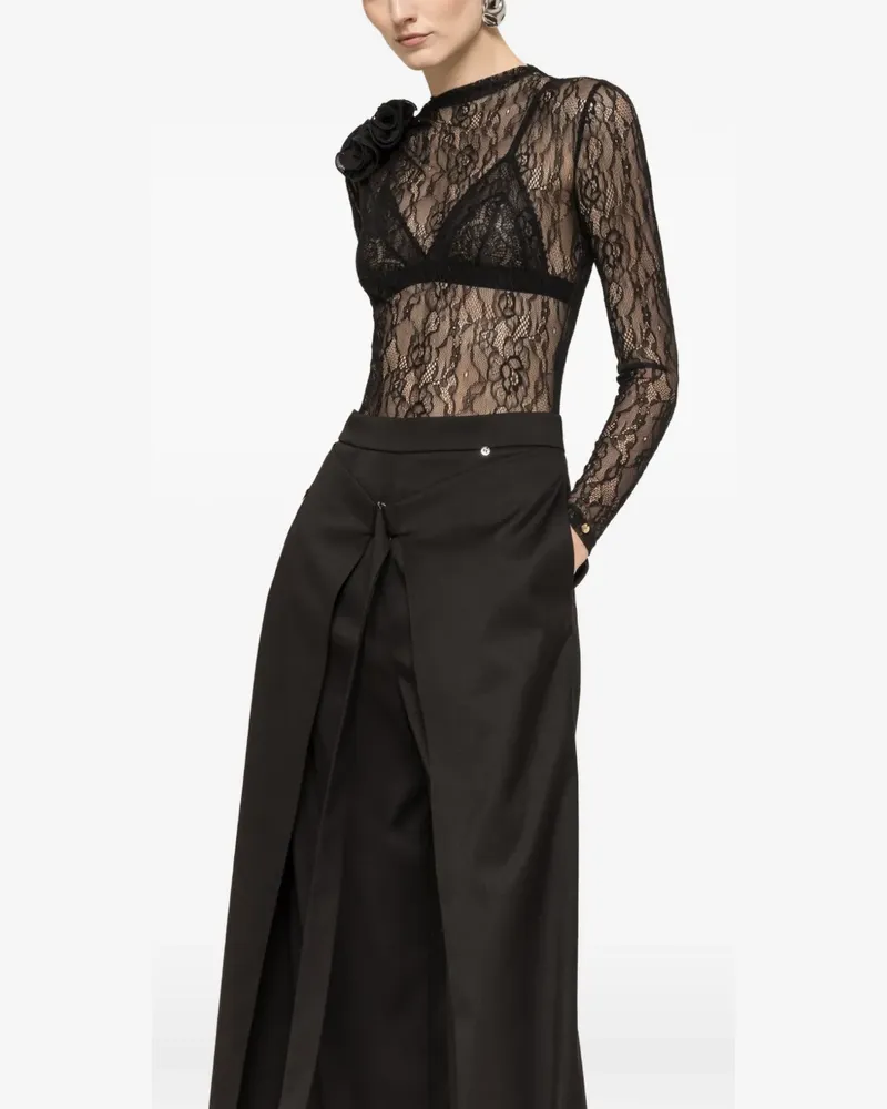 NISSA Body aus Spitze mit Blumendetail - Schwarz Schwarz