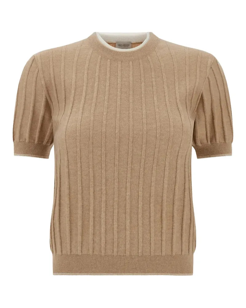 Paul & Shark ribbed-knit short-sleeve sweater - Braun Braun