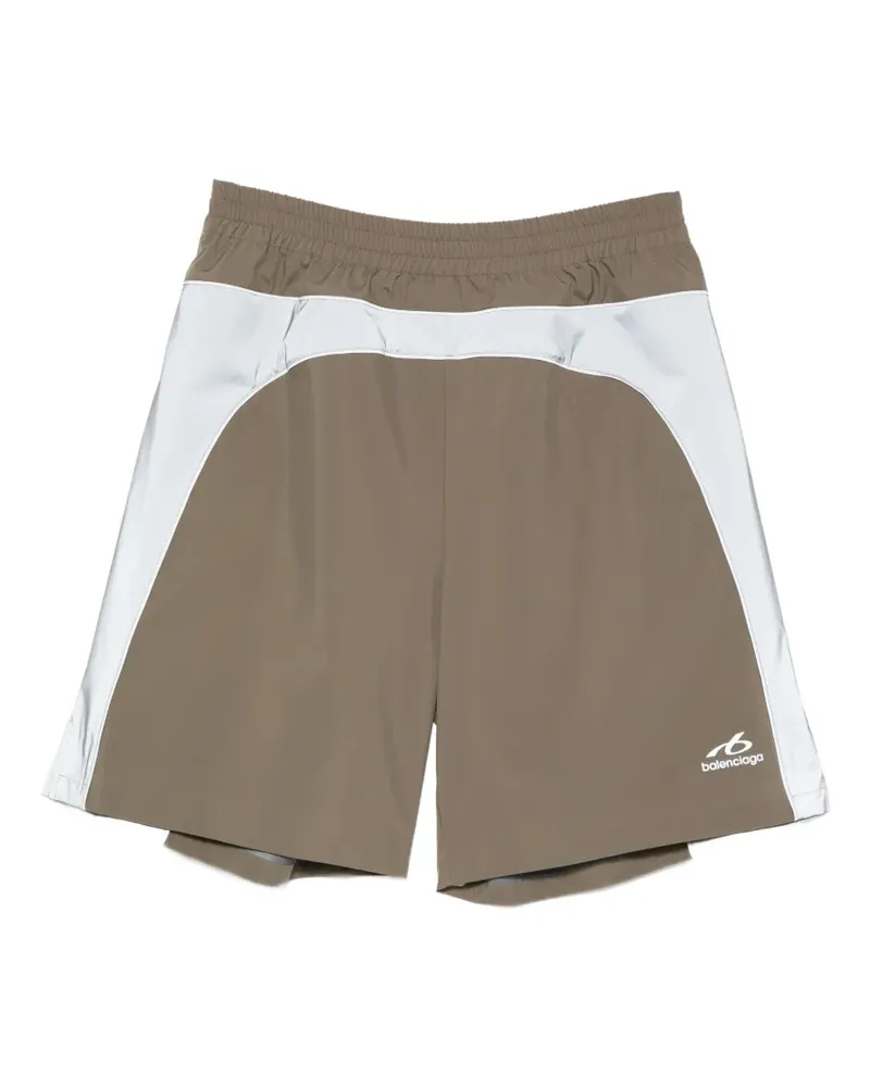 Balenciaga logo-print panelled track shorts - Braun Braun