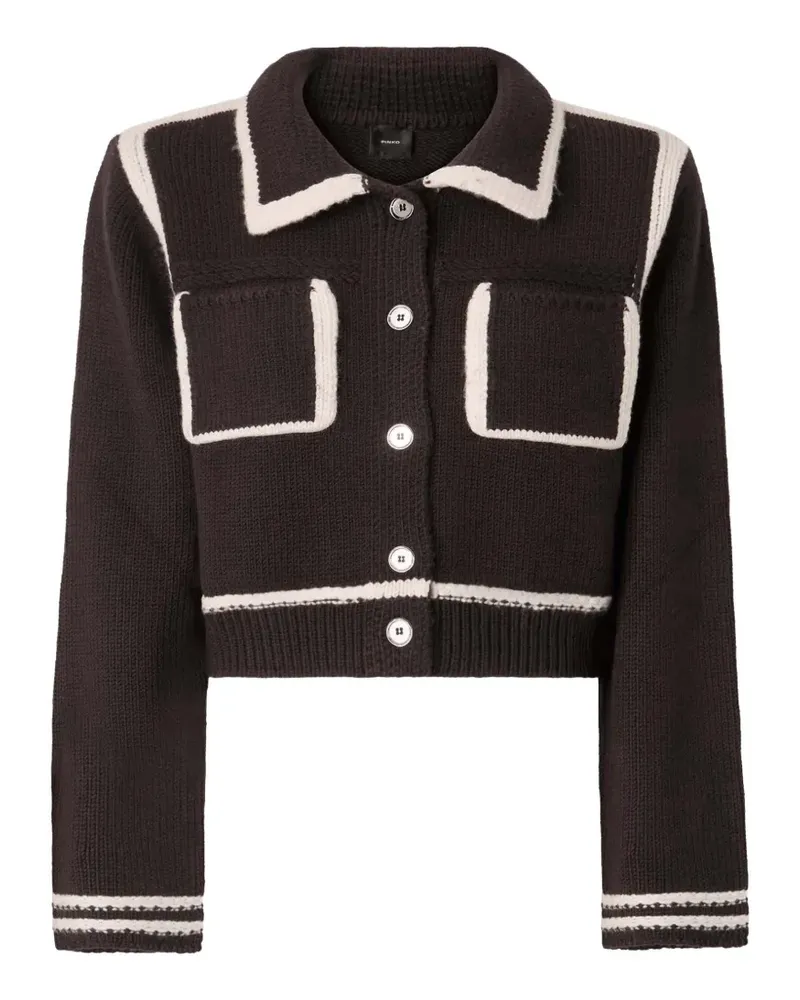 Pinko Strickjacke mit Kontrastbesatz - Braun Braun