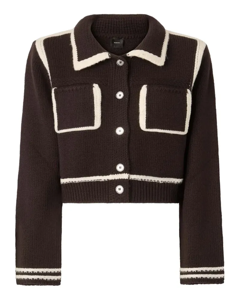 Pinko Strickjacke mit Kontrastbesatz - Braun Braun