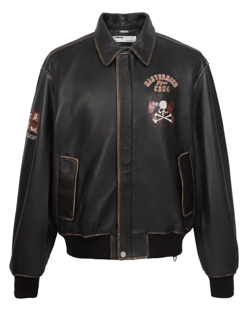Mastermind Japan Bomberjacke aus Leder - Schwarz Schwarz