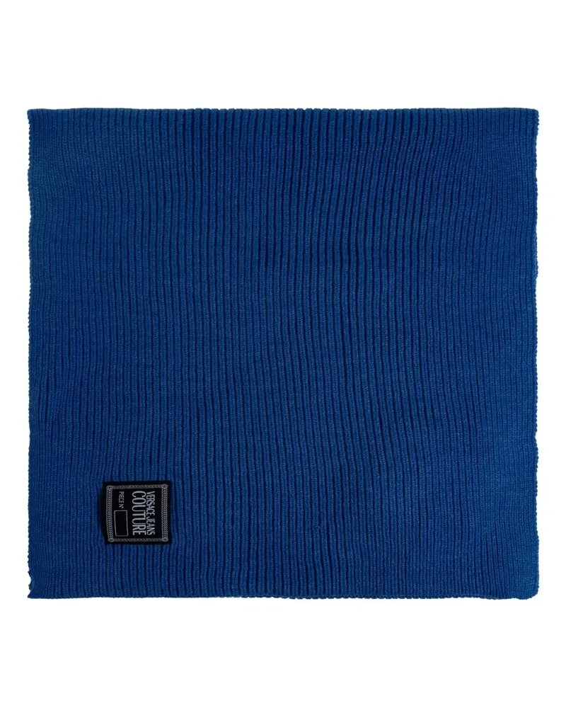 Versace Jeans Gerippter Schal mit Logo - Blau Blau