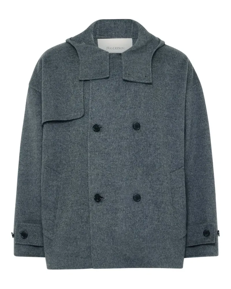 J.W.Anderson Doppelreihige Kapuzenjacke - Grau Grau