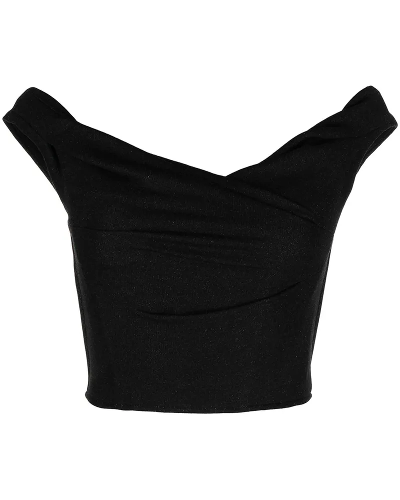 RTA Cropped Top Mit Wasserfallausschnitt Schwarz