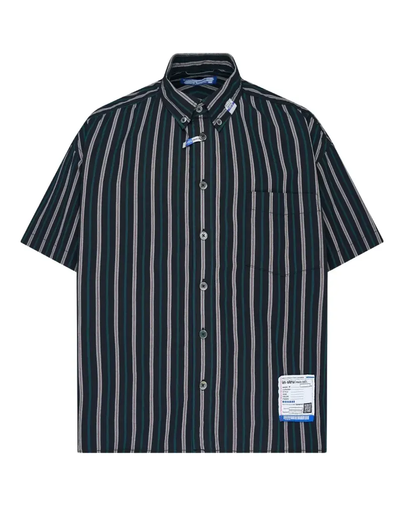 MIHARAYASUHIRO stripe-print short-sleeve shirt - Schwarz Schwarz