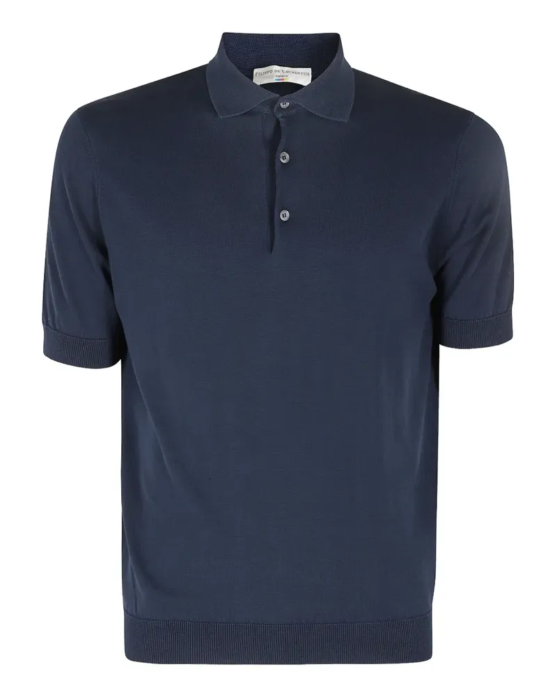 Filippo de Laurentiis Fein gestricktes Poloshirt - Blau Blau