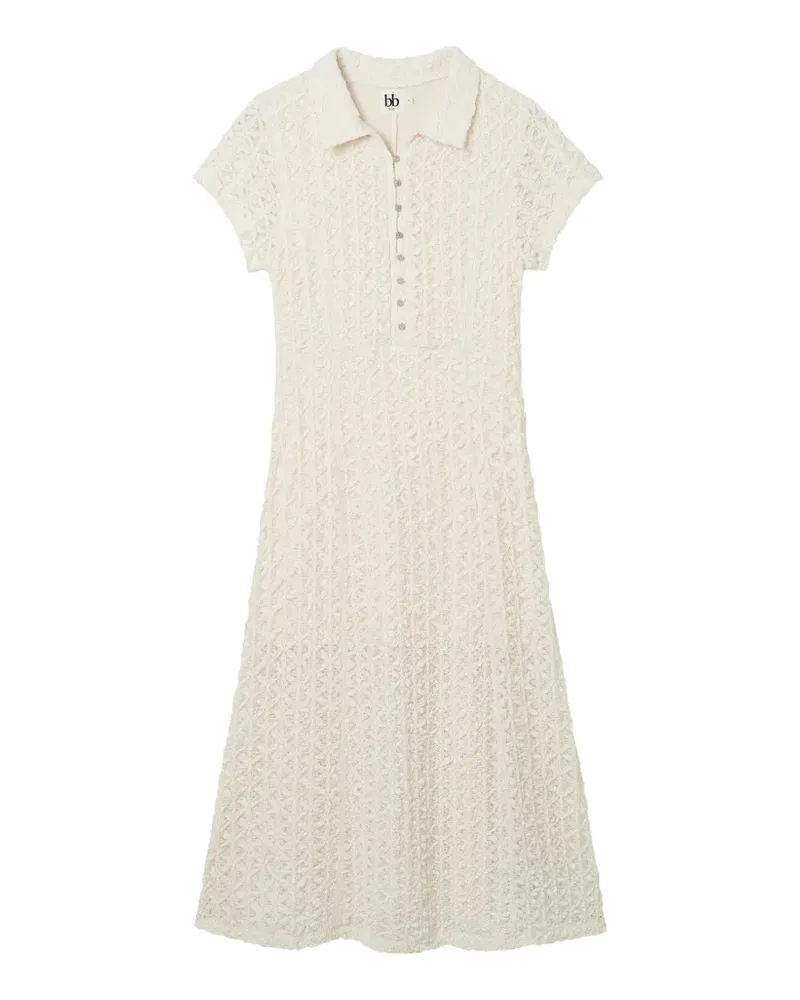 b+ab textured button-front midi dress - Nude Nude