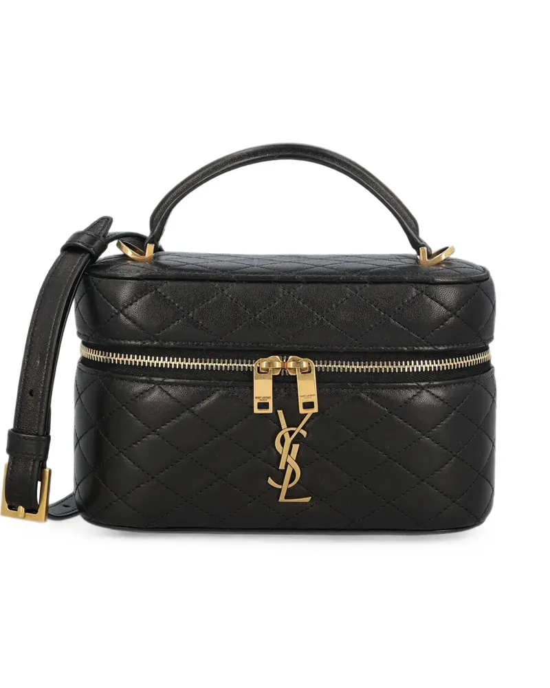Saint Laurent Mittelgroße Gaby Kosmetiktasche mit Steppung - Schwarz Schwarz