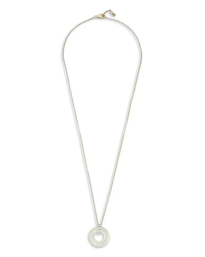 MATEO 14kt Donut Gelbgoldhalskette mit Perlmutt und Diamanten Gold