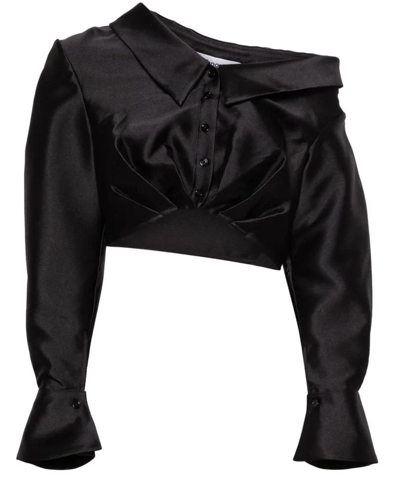 Self-Portrait Schulterfreie Bluse mit spitzem Kragen - Schwarz Schwarz