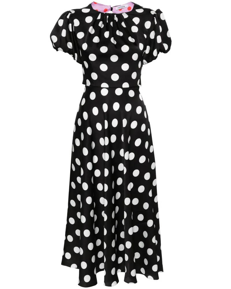 Parlor Midikleid mit Polka Dots Schwarz