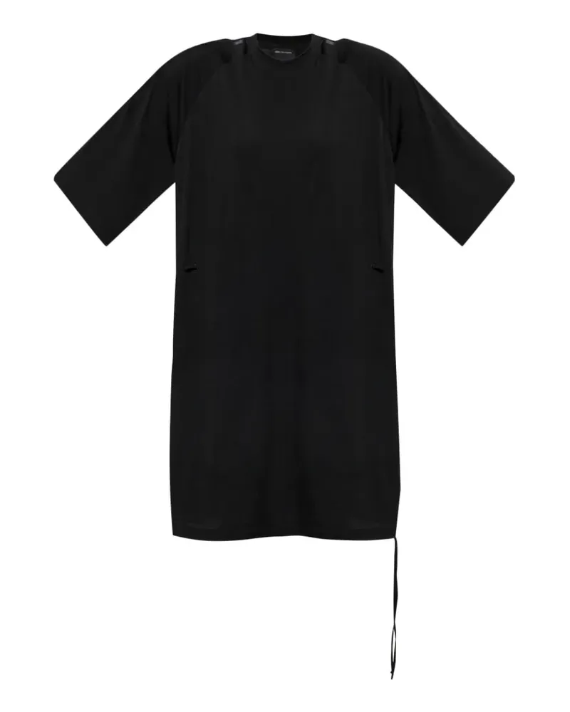 Y-3 Gestreiftes Midikleid mit Kordelzug - Schwarz Schwarz