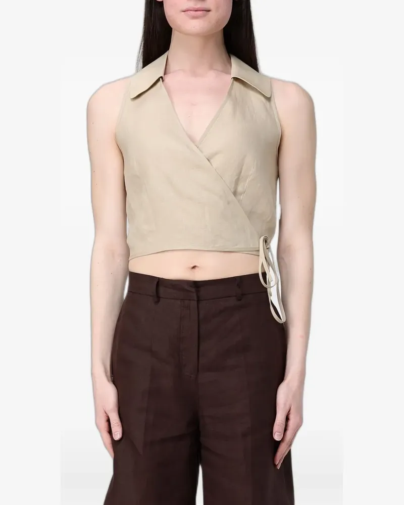 Colmar cropped wrap-style top - Nude Nude