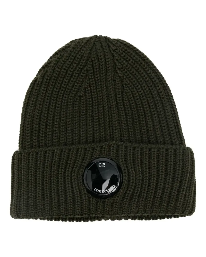 C.P. Company Gerippte Beanie mit Lens-Detail - Grün Grün