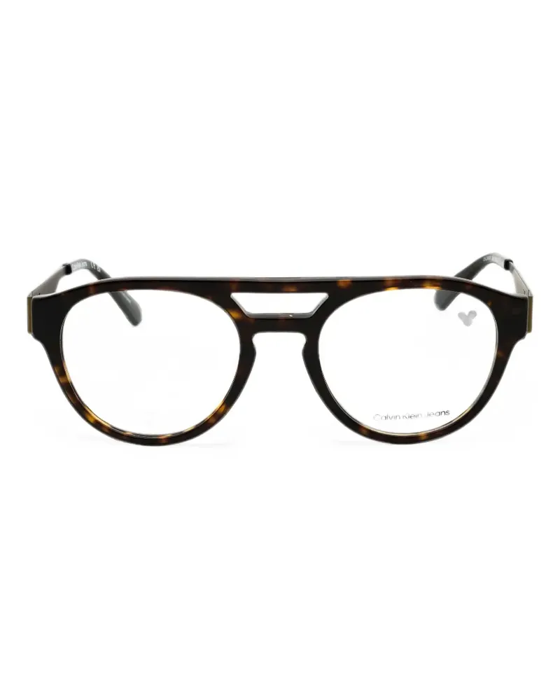 Calvin Klein tortoiseshell-effect round-frame glasses - Braun Braun