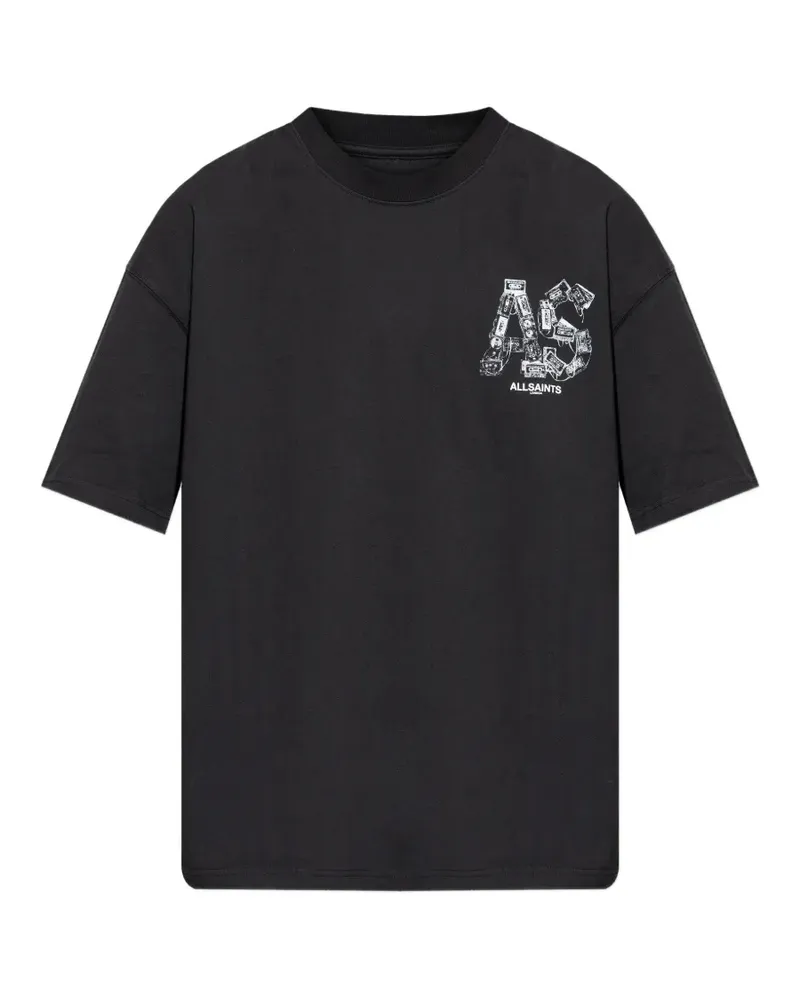 AllSaints Mixtape T-Shirt mit grafischem Print - Schwarz Schwarz